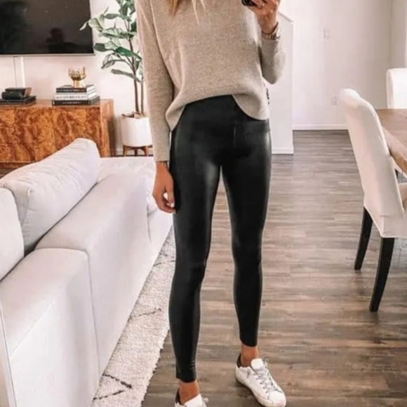 Spanx Black High Rise Faux Leather Leggings - Picture 10 of 10